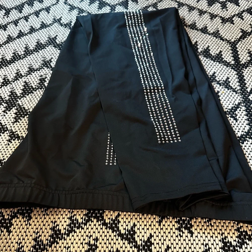 Elegant Black Rhinestone Embellished Pants New 1xl - Picture 3 of 5